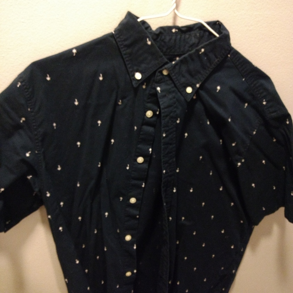 Mens palm trees print button down shirt